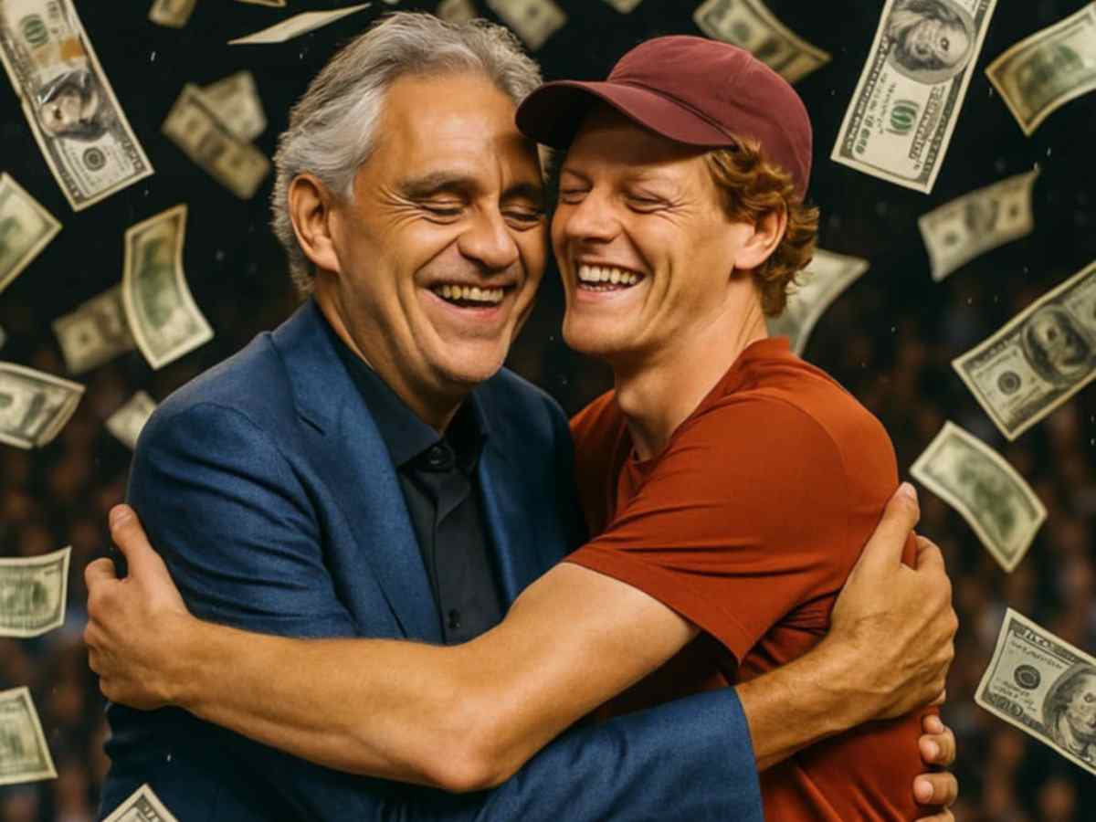 Bocelli e Sinner si abbracciano sotto una pioggia di soldi