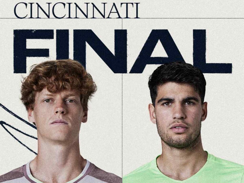 Primo piano di Jannik Sinner e Carlos Alcaraz