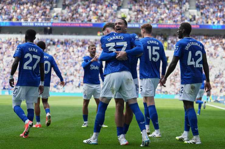 Esultanza dell'Everton dopo il gol
