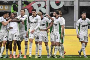 Il Sassuolo esulta dopo il gol